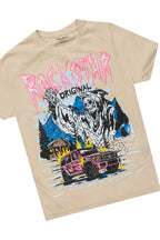 Boys Kip Vintage Sand/Pink T-Shirt/Stacked Flare Jean Set