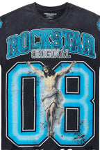 Tariqa Black/Blue Oversized T-Shirt