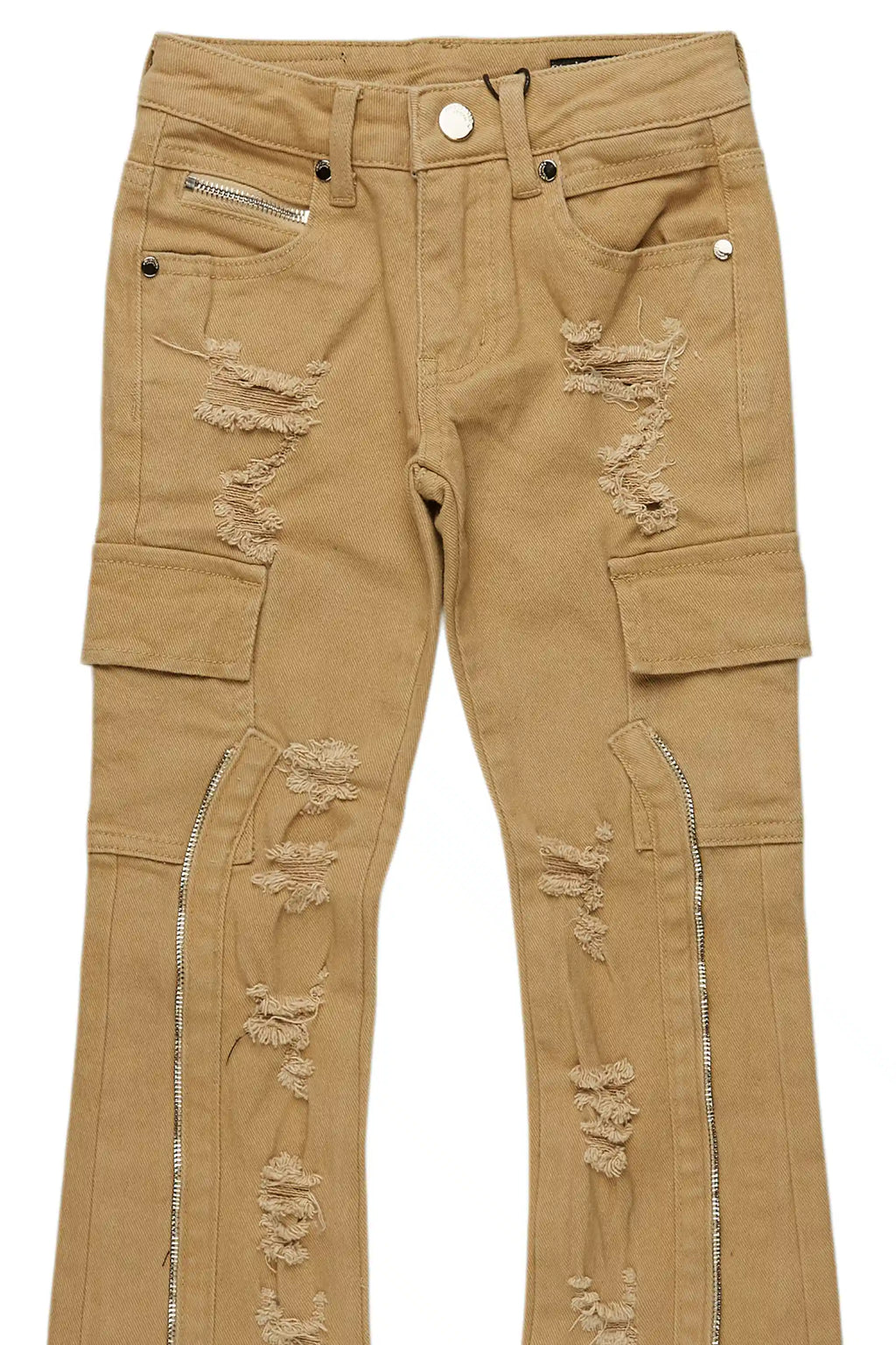 Boys Hutch Beige Stacked Flare Jean