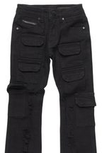 Boys Kade Jet Black Stacked Flare Jean