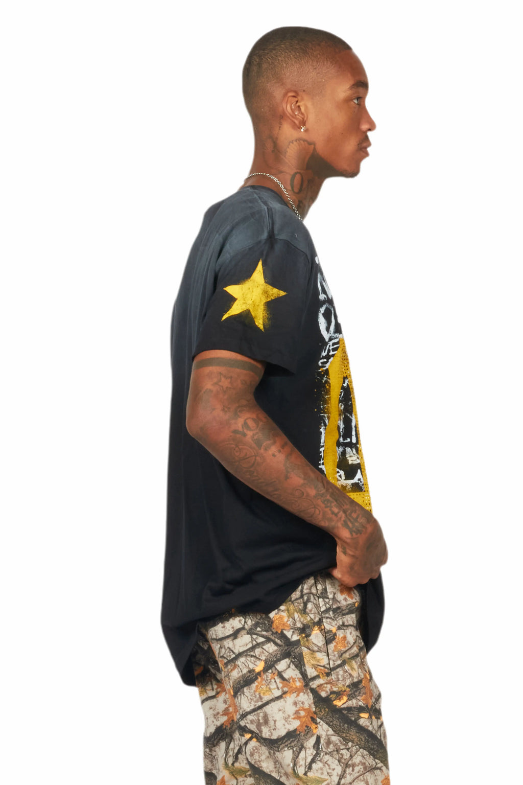 Addax Black Graphic Oversized T-Shirt