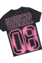 Boys Alim Vintage Black/Fuchsia T-Shirt/Stacked Flare Jean Set