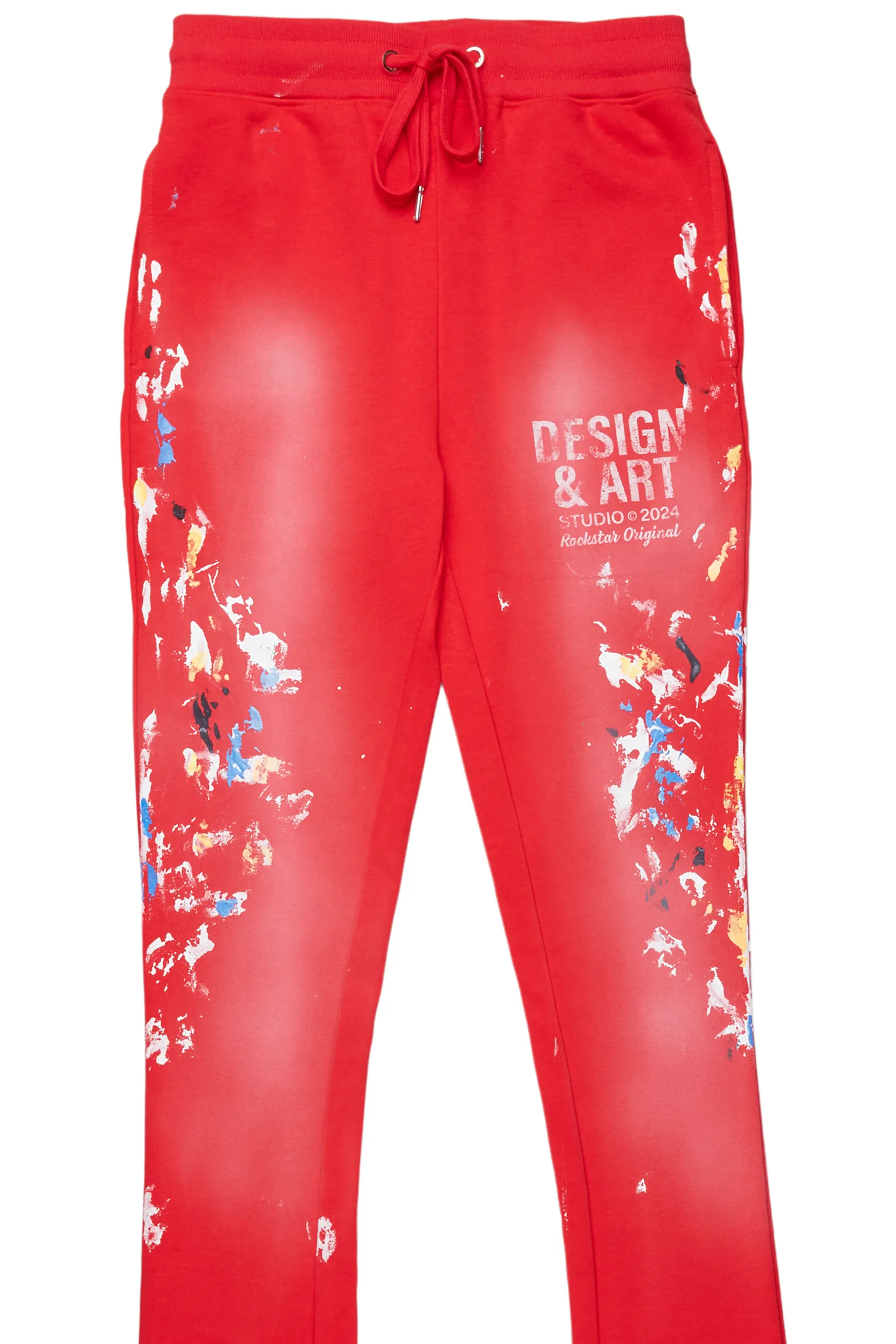 Patel Red Graphic Stacked Flare Pant