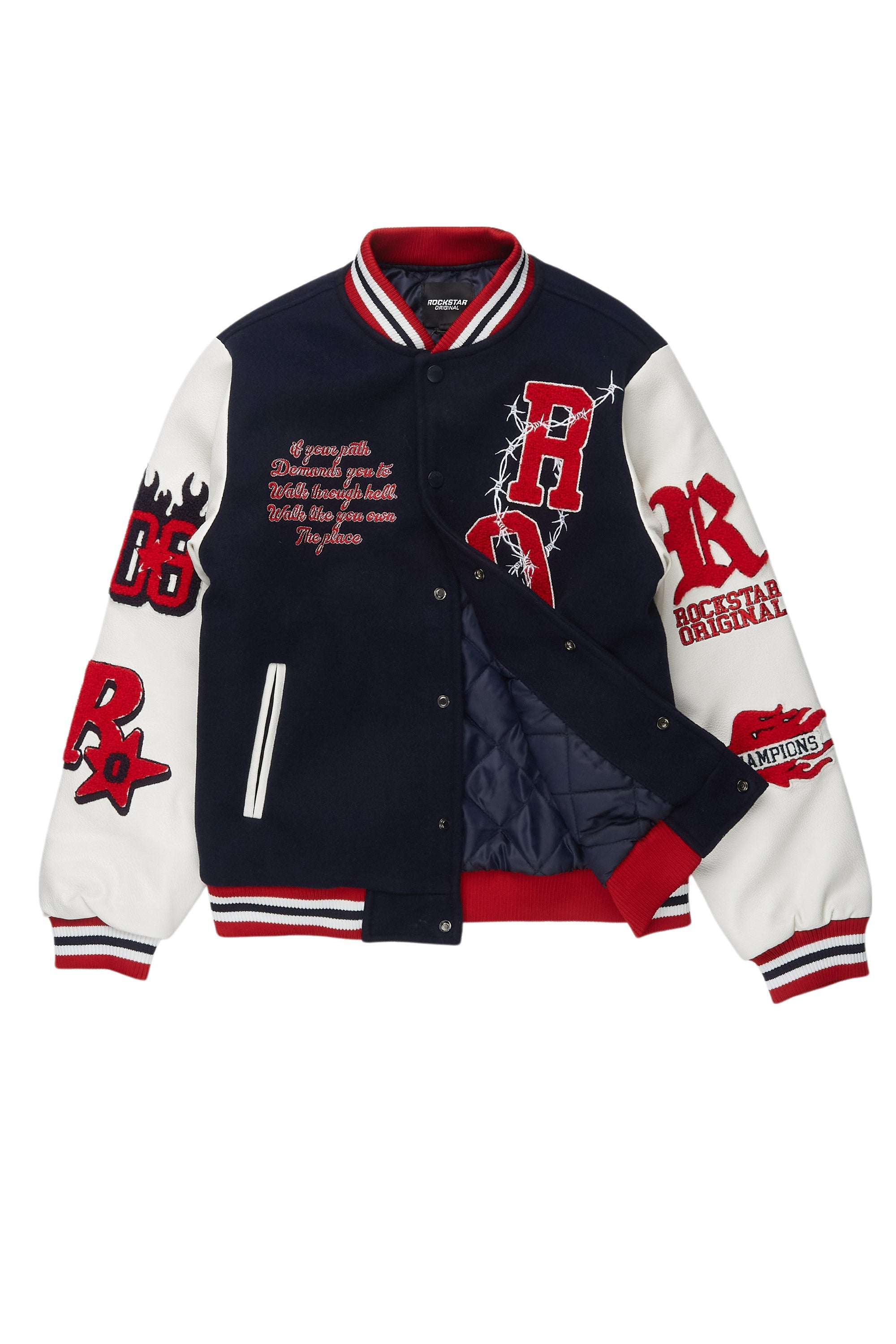 Boys Skoll Navy/White Varsity Jacket