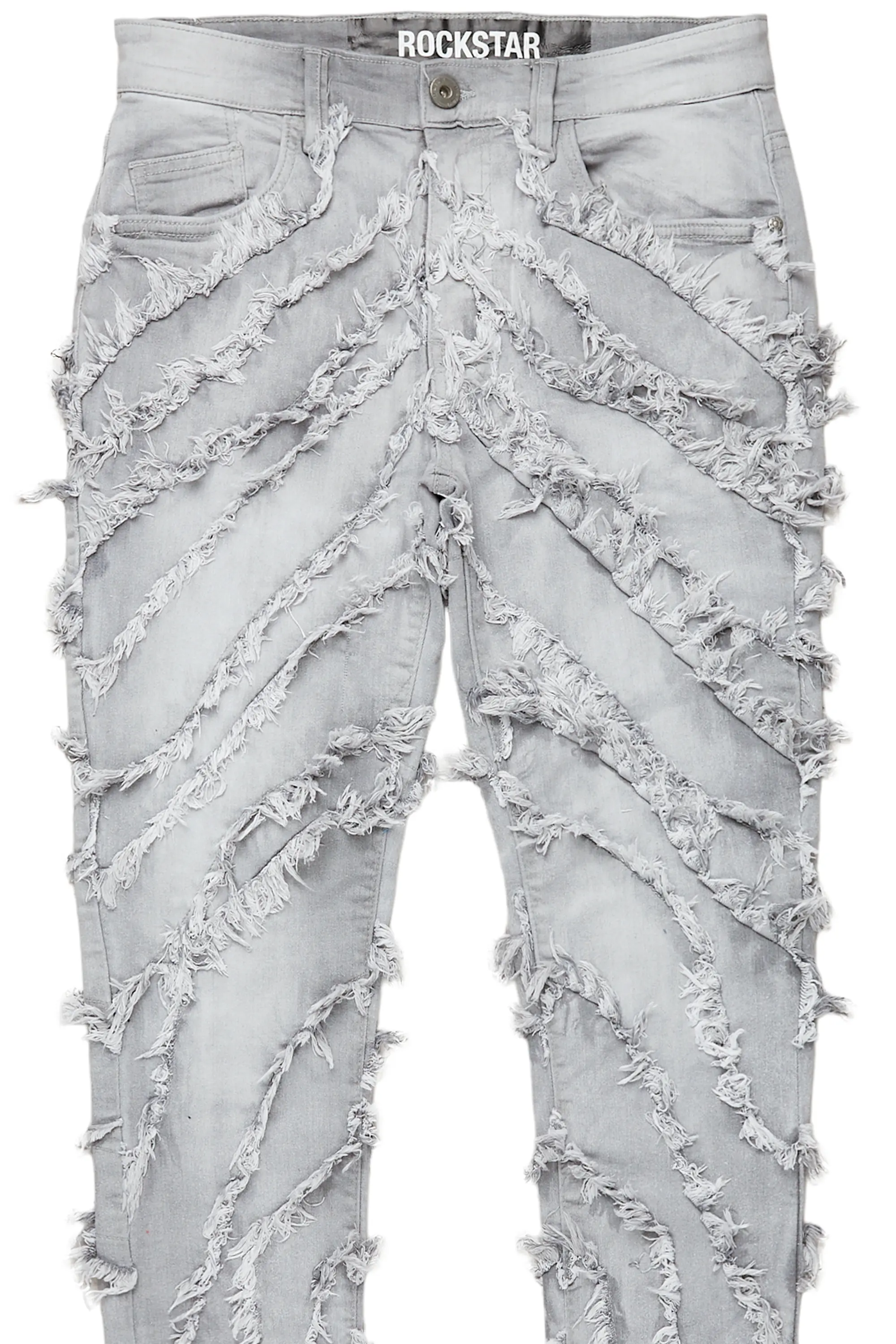 Cadiz Grey Diagonal Patch Skinny Fit Jean