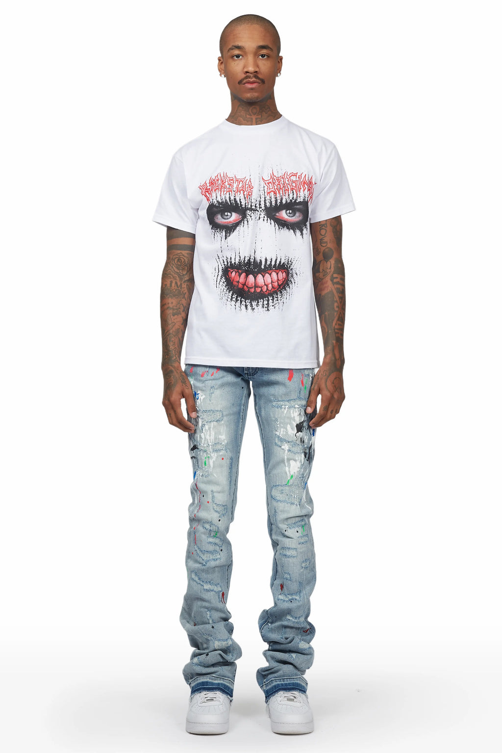 Misael Blue Painter Super Stacked Flare Jean