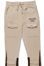 Joncarlo Taupe Stacked Flare Track Pant