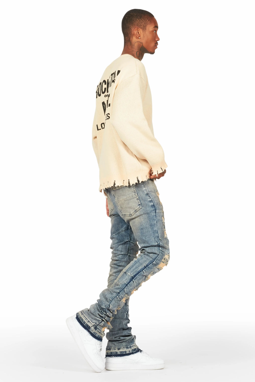 Mercol Blue Stacked Flare Jean