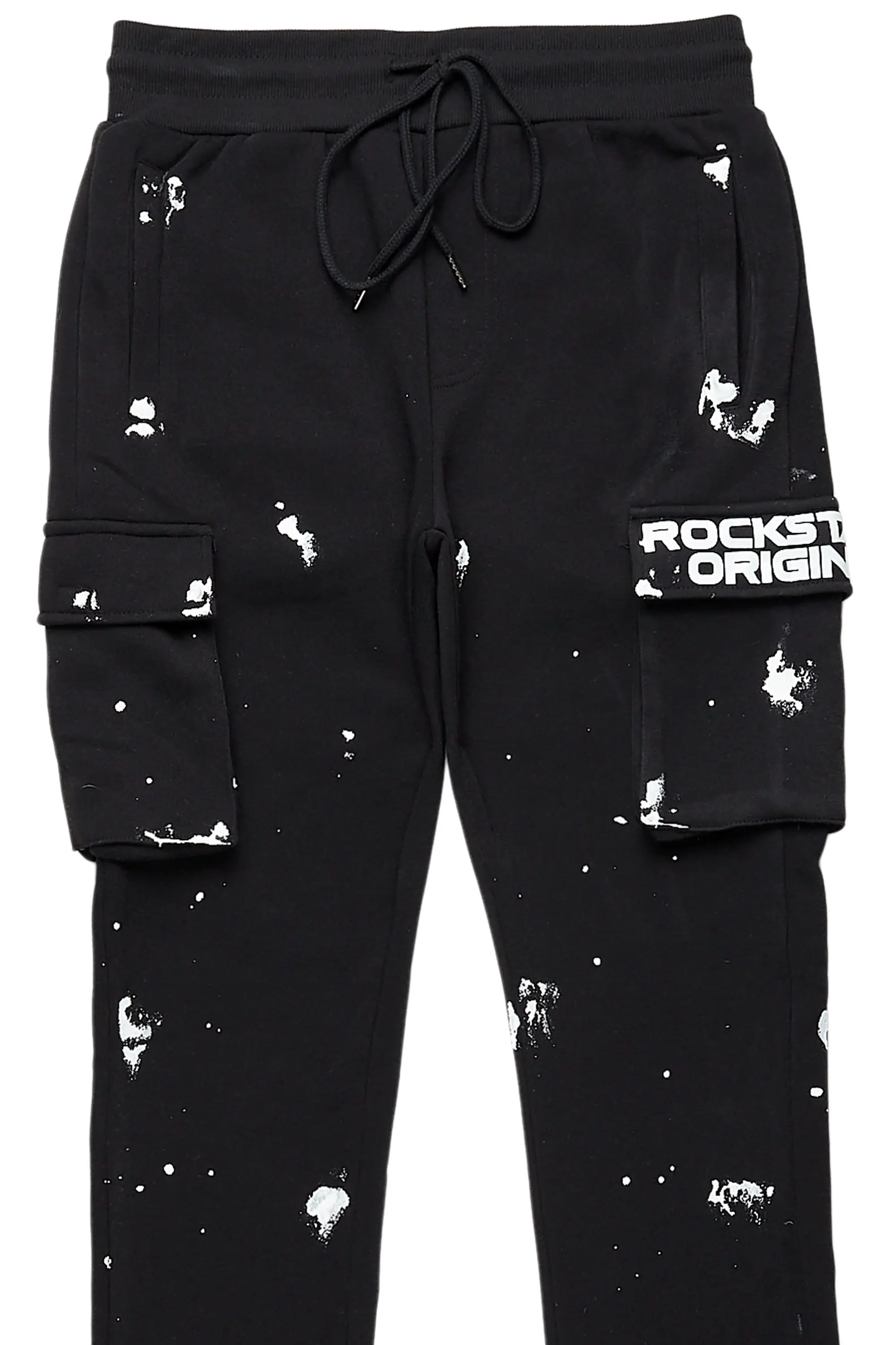 Radko Black Stacked Flare Cargo Pants