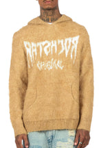 Andros Reflected Beige Graphic Knitted Mohair Hoodie
