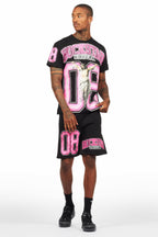 Fields Black/Pink T-Shirt Short Set