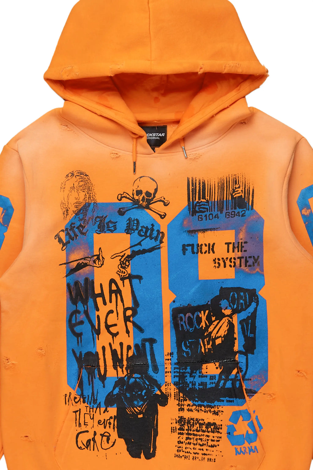 Grill Orange Distressed Graphic Hoodie