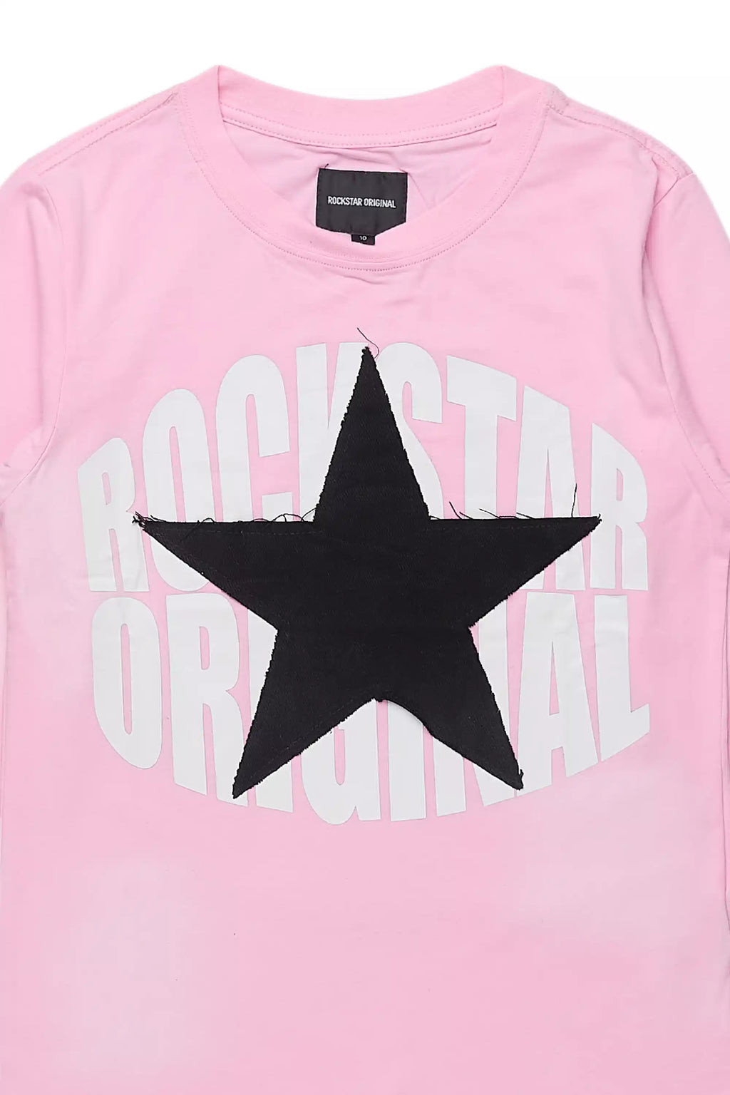 Girls Khaly L/S  pink/Black Graphic T-Shirt With Patch