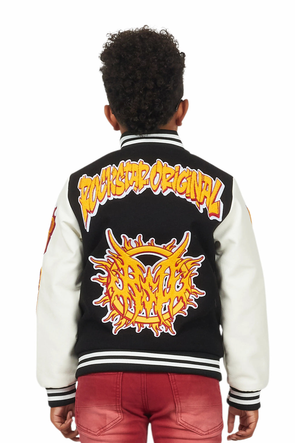 Boys Fio Black/White Varsity Jacket