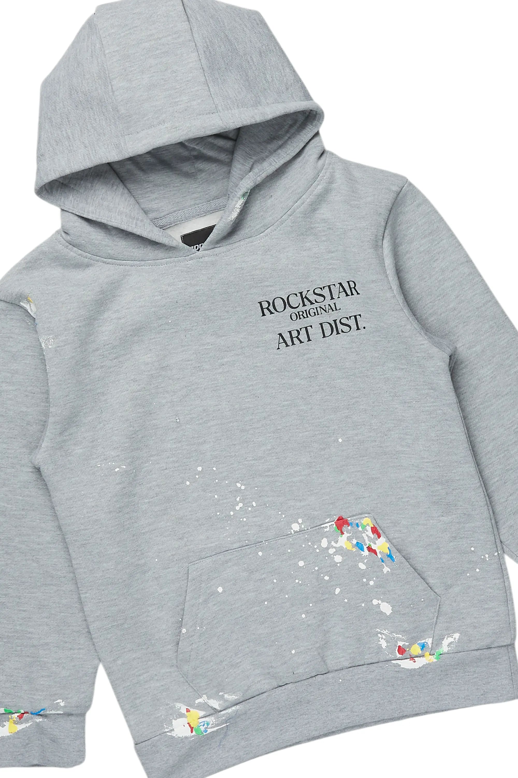 Boys Palmer Dark Grey Hoodie/Stacked Flare Jean Set