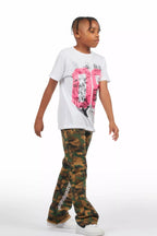 Boys Callie Faded Camo Stacked Flare Pants