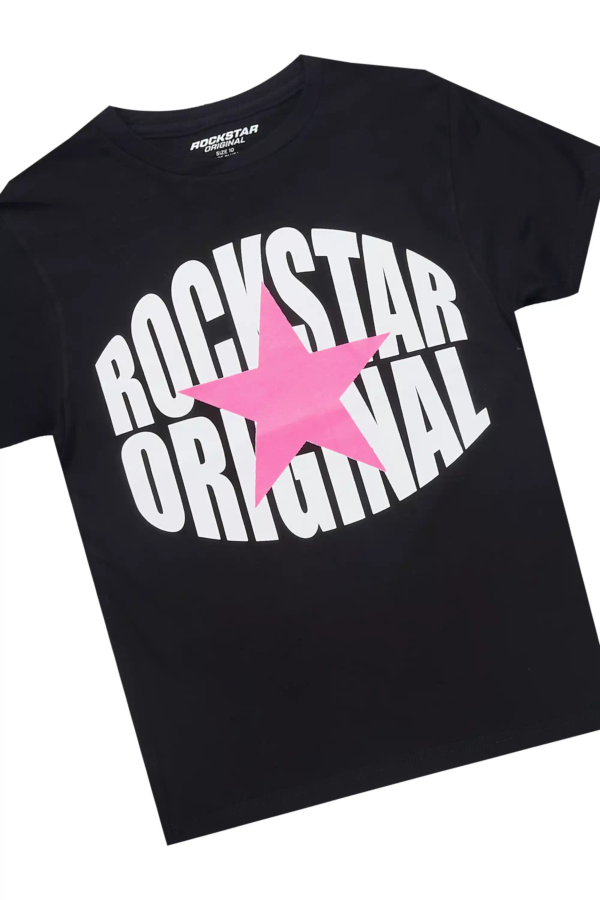 Girls State Black/Pink T-Shirt Track Set