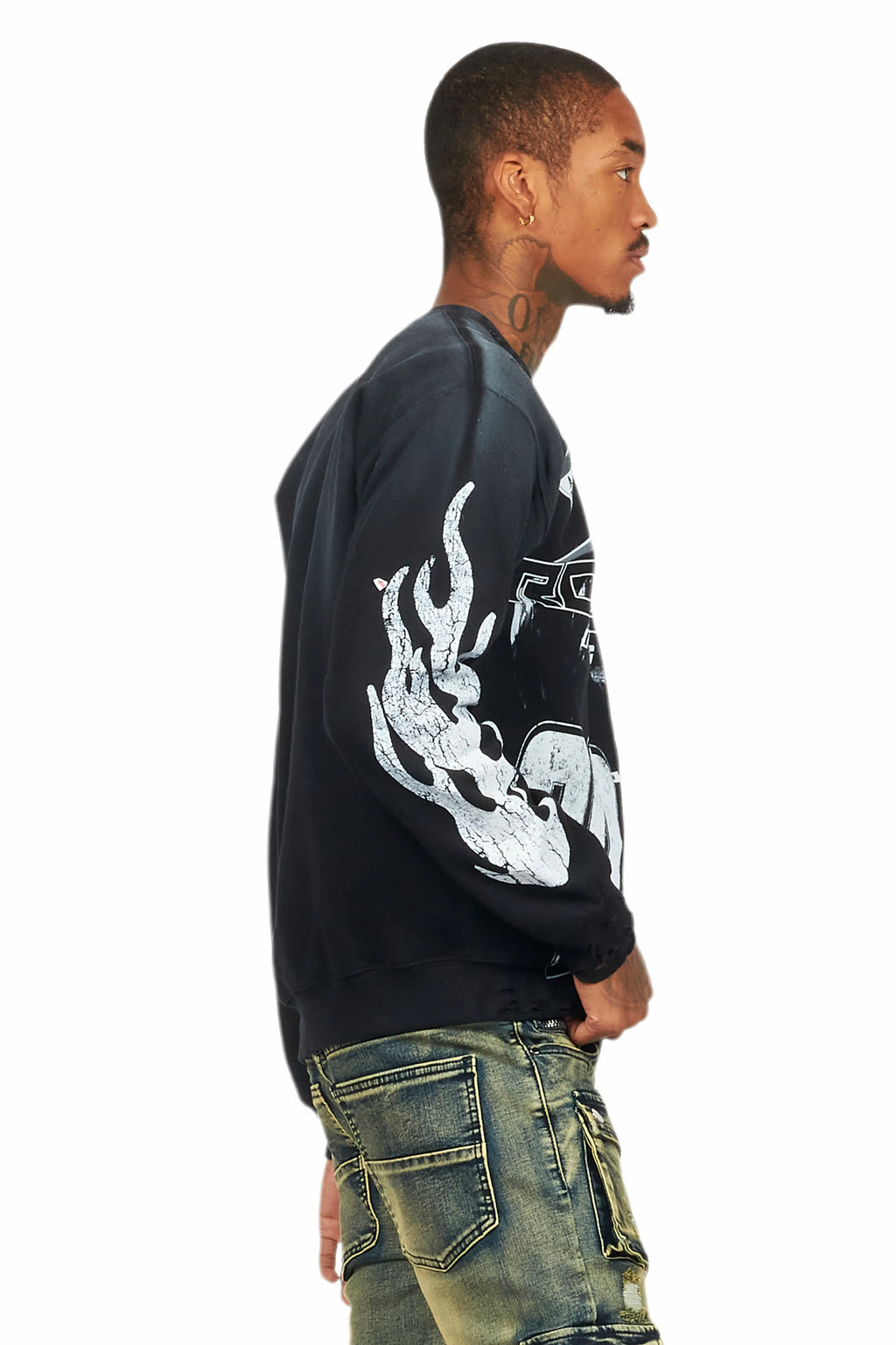 Amos Black/White Graphic Crewneck