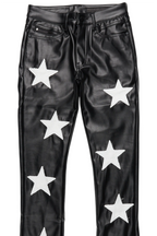 Steen Black PU Stacked Flare Jean