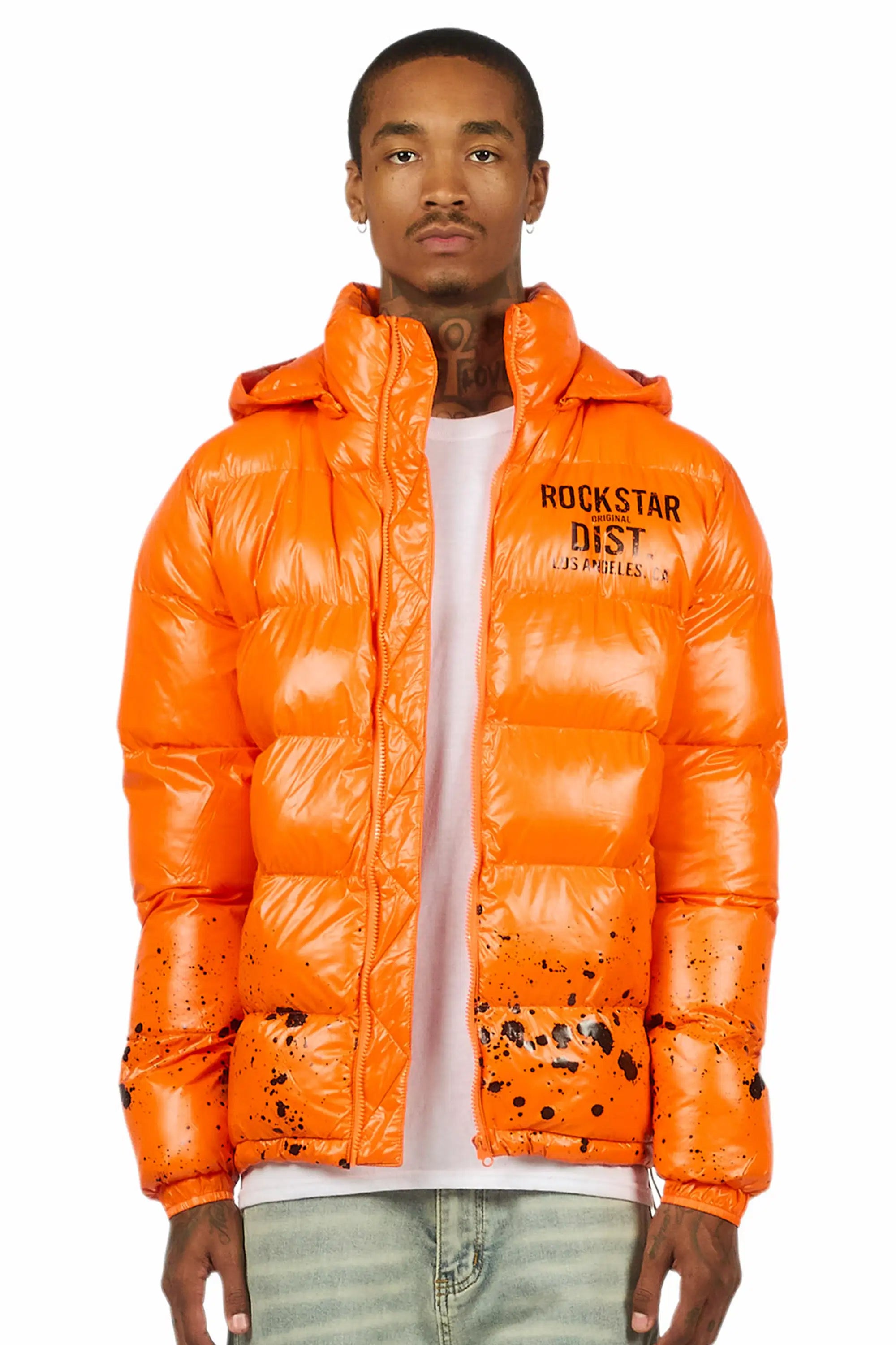 Raffer Orange Heavy Puffer Jacket