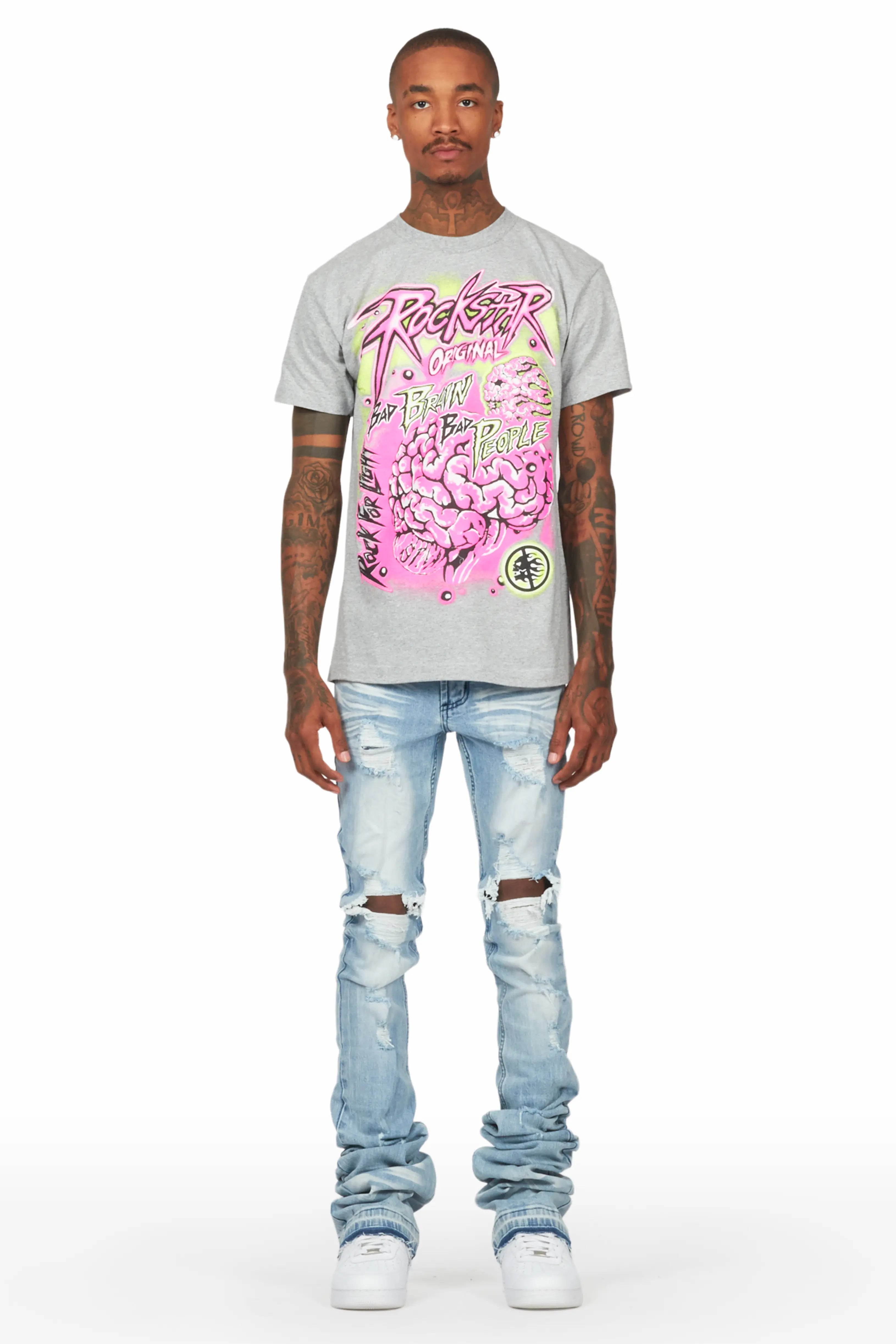 Zahir Blue Super Stacked Flare Jean