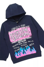 Girls Bridgette Navy/Pink Hoodie Stacked Flare Track Set