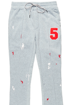 Luka Heather Grey Patchwork Stacked Flare Pants