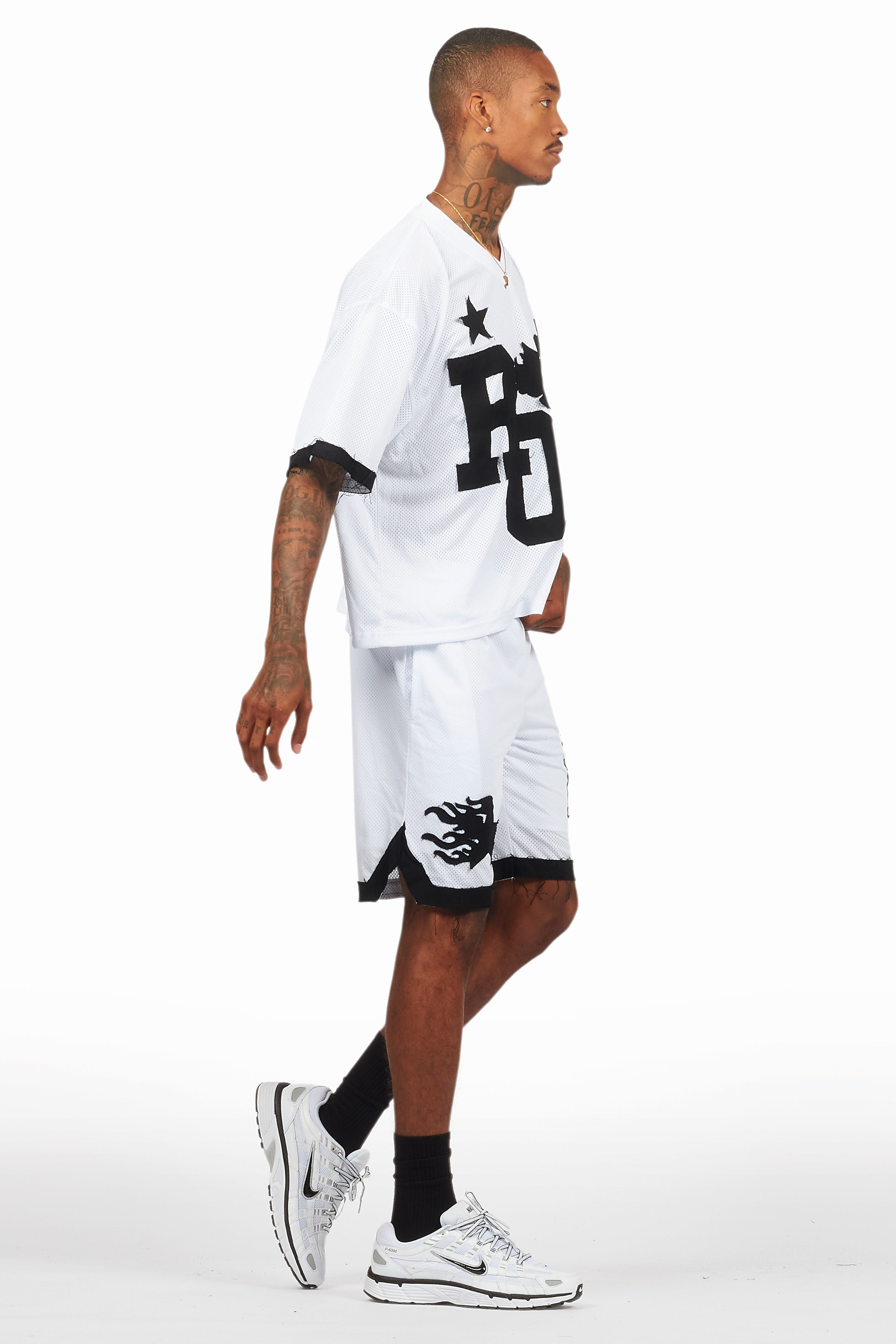 Pluton White Mesh T-Shirt/Short Set