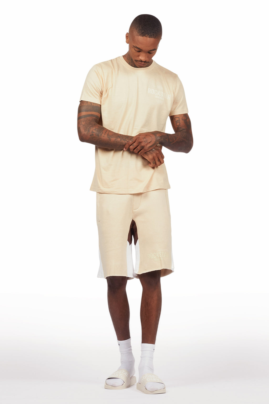 Sana Beige Relaxed T-Shirt/Short Set