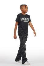Boys Folant Black Slim Stacked Flare Jean
