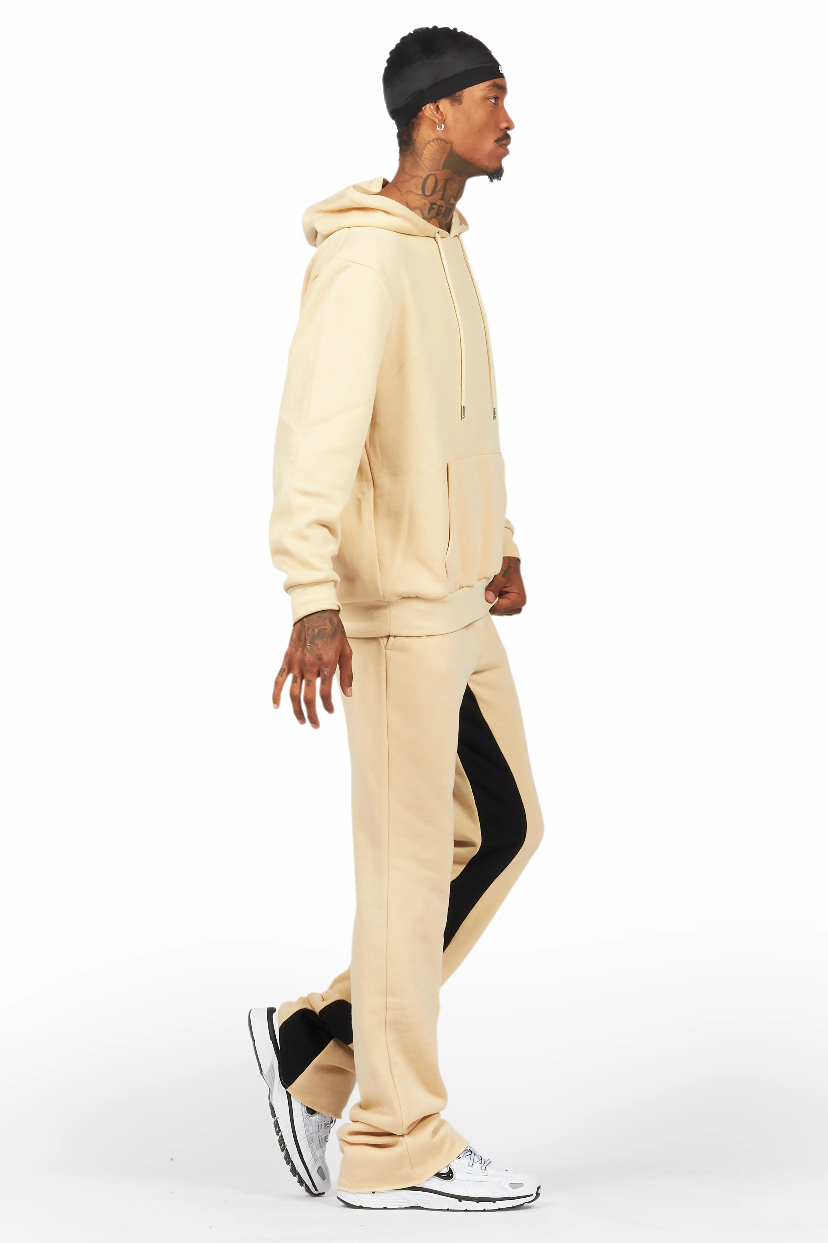 Basic Beige Hoodie/Baggy Track Pant Set