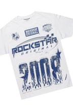 Amos White/Navy T-Shirt/Stacked Baggy Track Pant Set