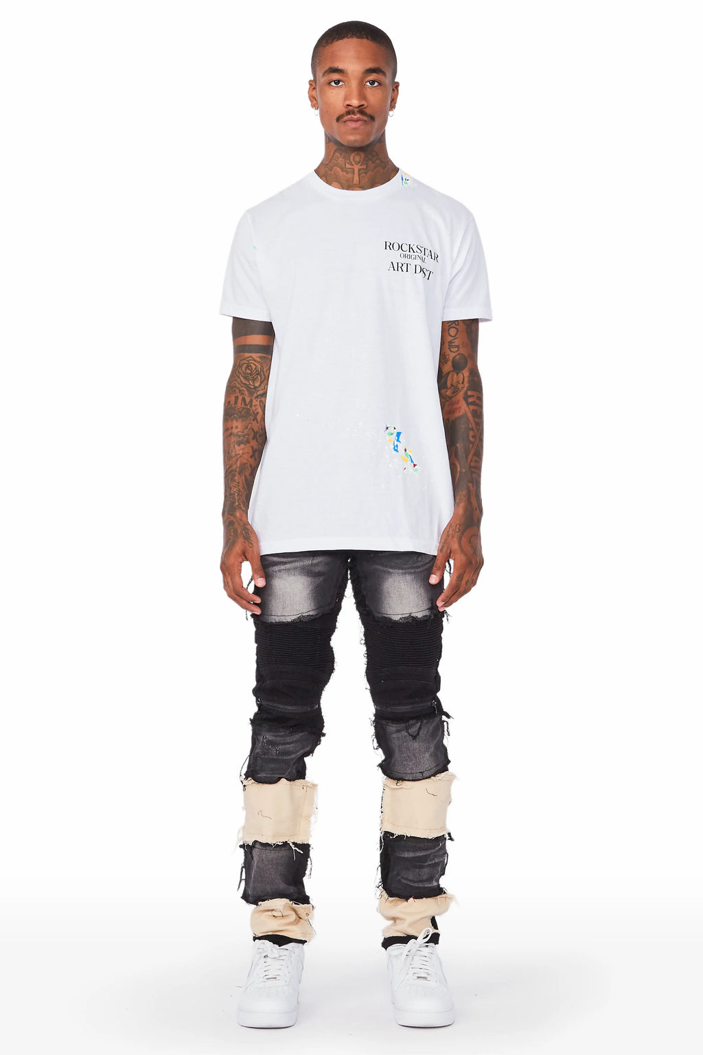 Edric Black Patchwork Biker Jean