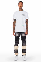 Edric Black Patchwork Biker Jean