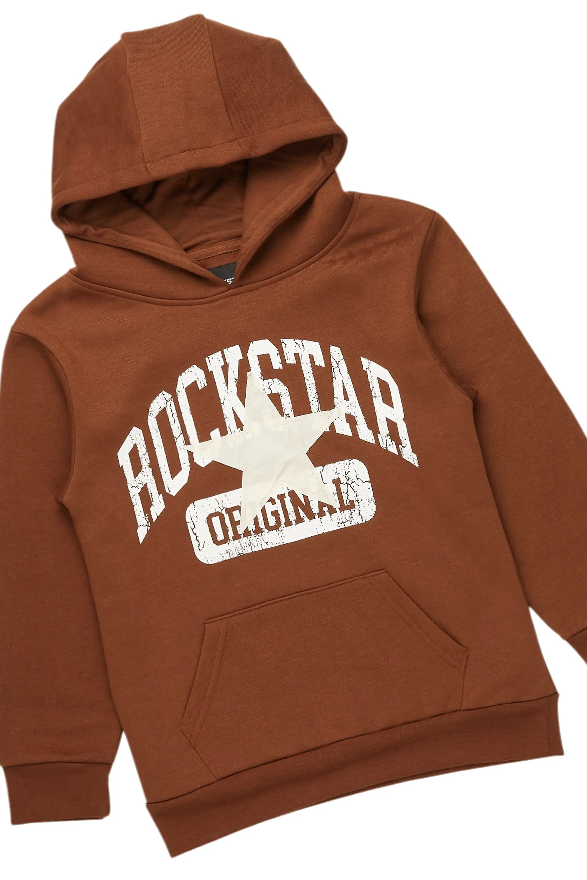 Girls Mallora Brown Baggy Stacked Hoodie Track Set