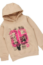Girls Kammy Beige/Black Hoodie/Stacked Flare Jean Set