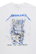 Metallica Lightning White/Blue Graphic T-Shirt