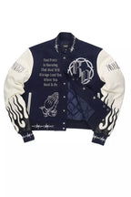 Yalanda Navy Oversized Varsity Jacket