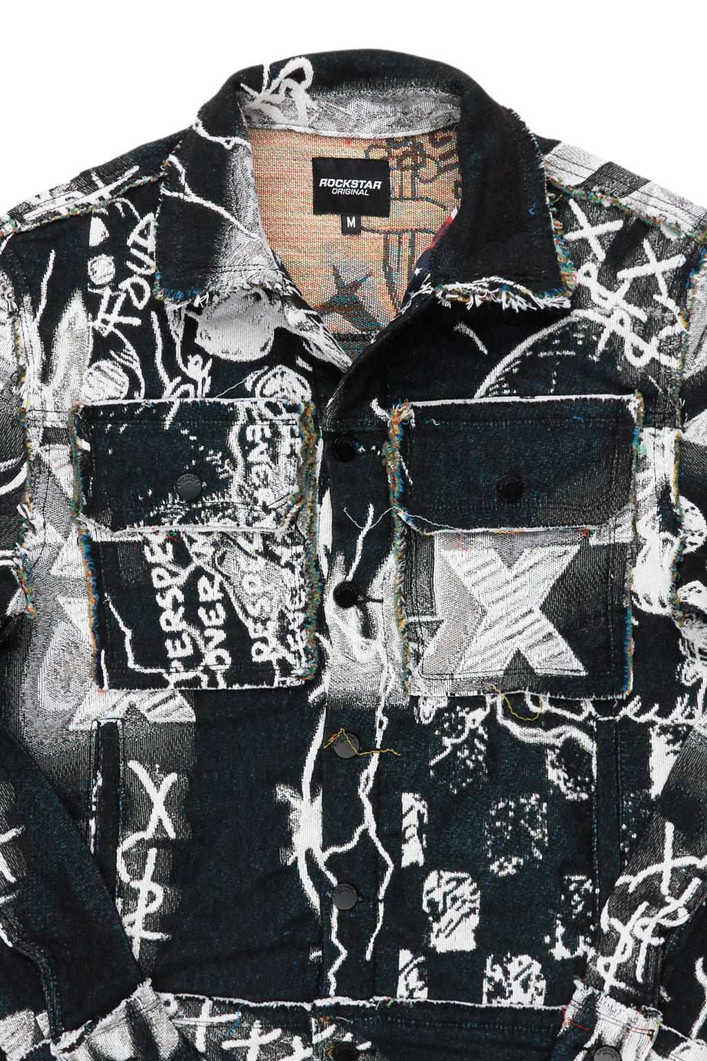 Zane Black/White Tapestry Trucker Jacket