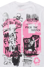 Grill White/Pink Graphic Muscle T-Shirt