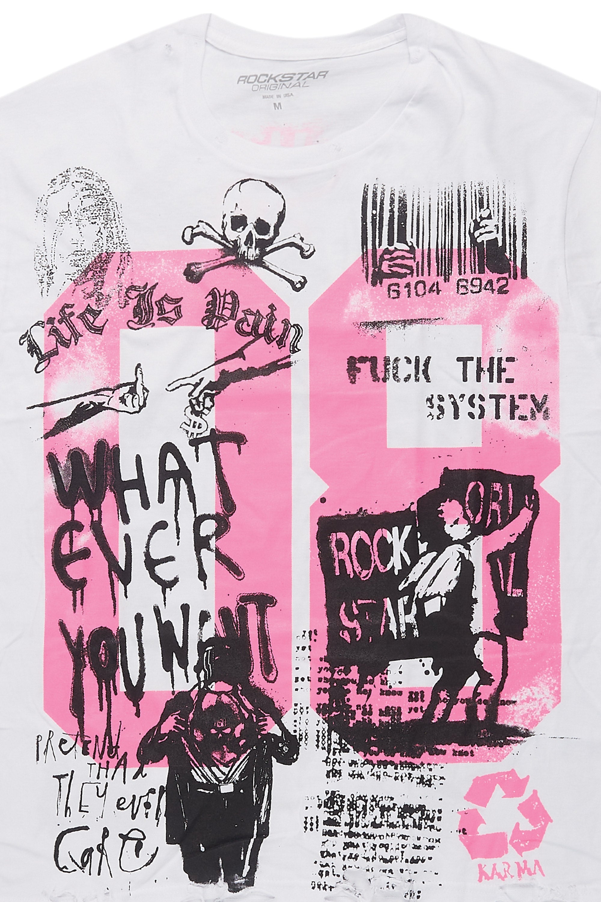 Grill White/Pink Graphic Muscle T-Shirt