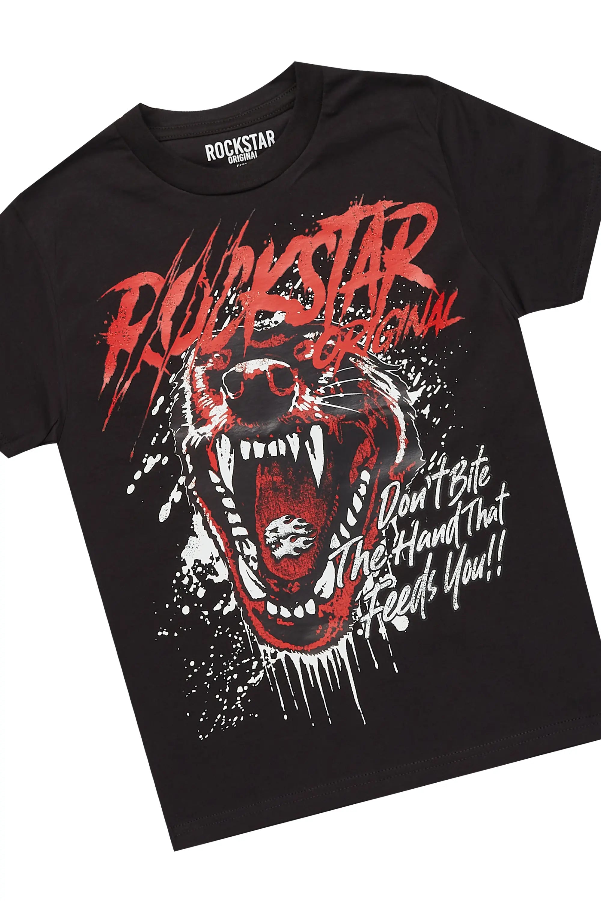 Boys Griff Black T-Shirt/Stacked Flare Jean Set