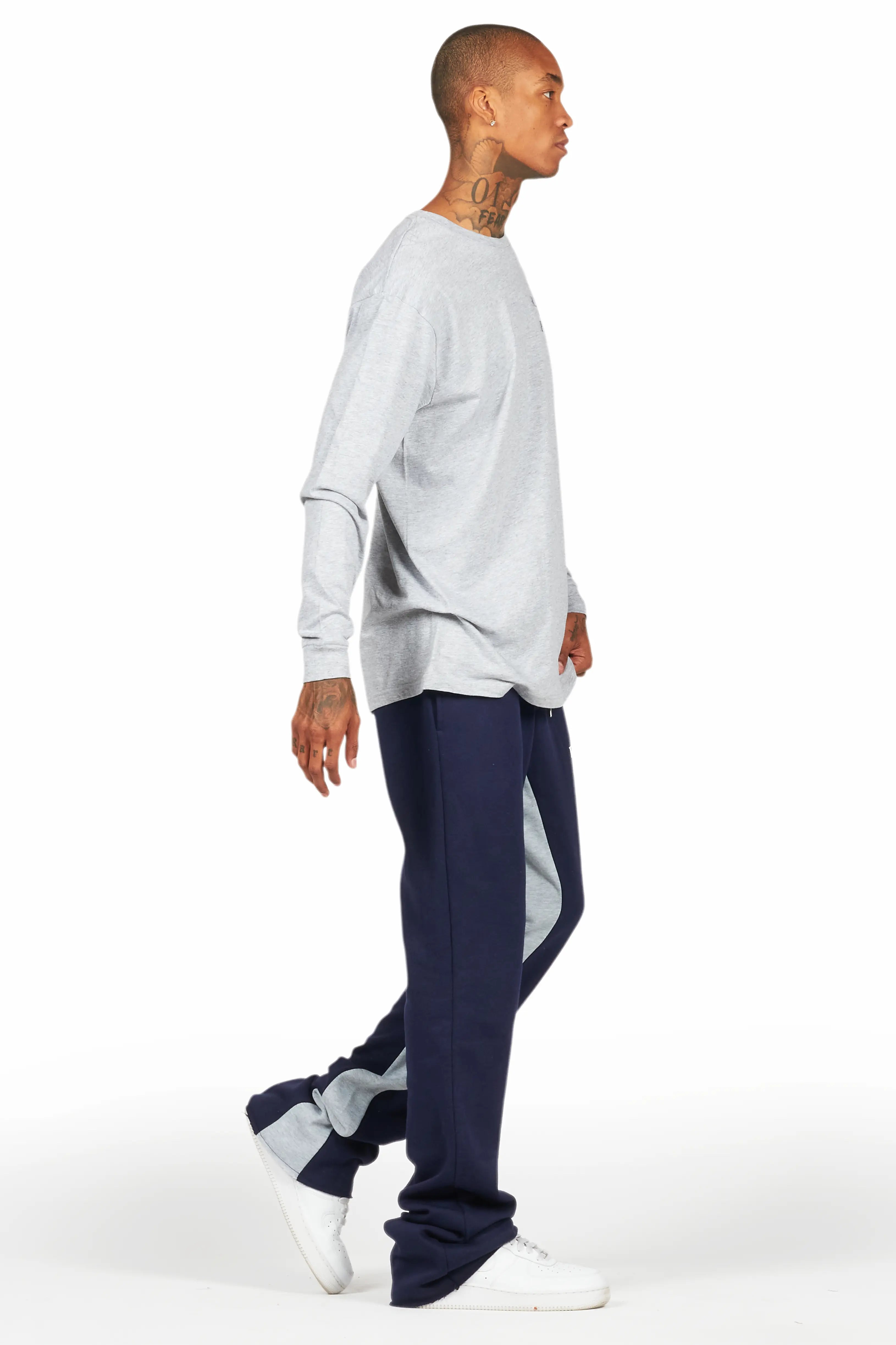 Briggs Heather Grey Long Sleeve T-Shirt/Baggy Pant Set