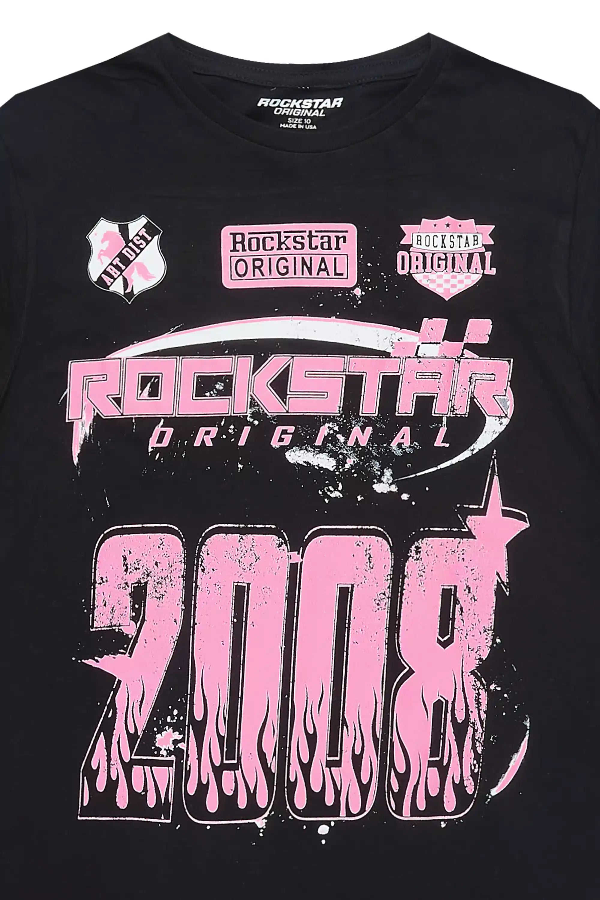 Girls Esha Black/Pink Graphic T-Shirt