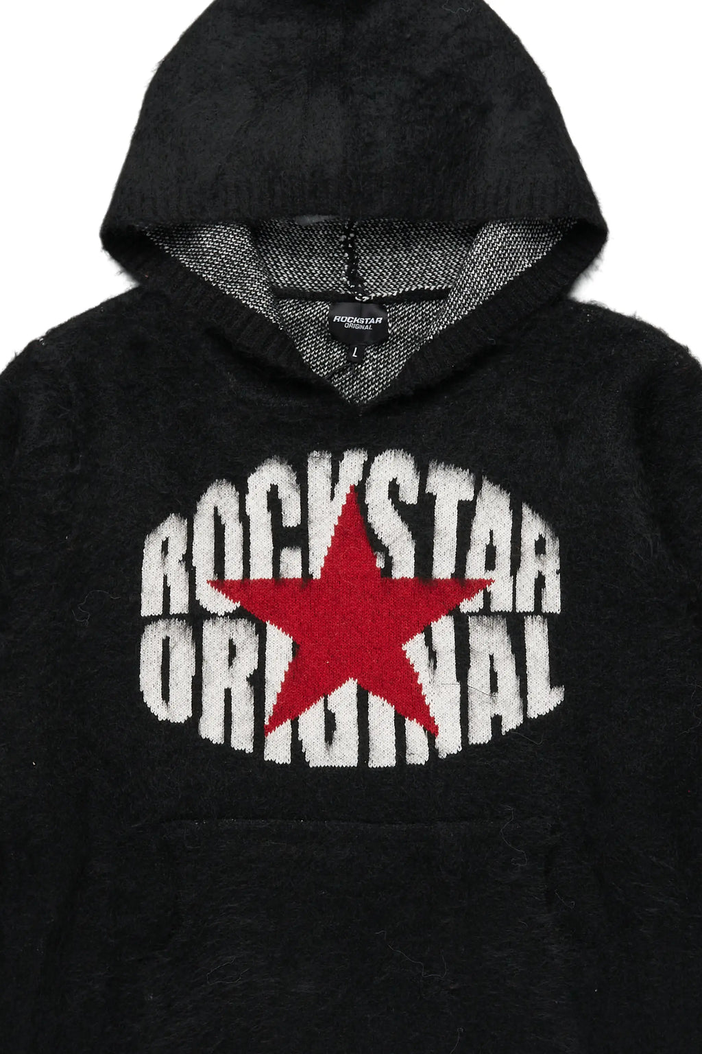 States Black Graphic Knitted Mohair Hoodie