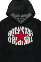 States Black Graphic Knitted Mohair Hoodie