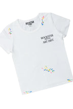 Girls Fatma White T-Shirt Wide Leg Cargo Jean Set