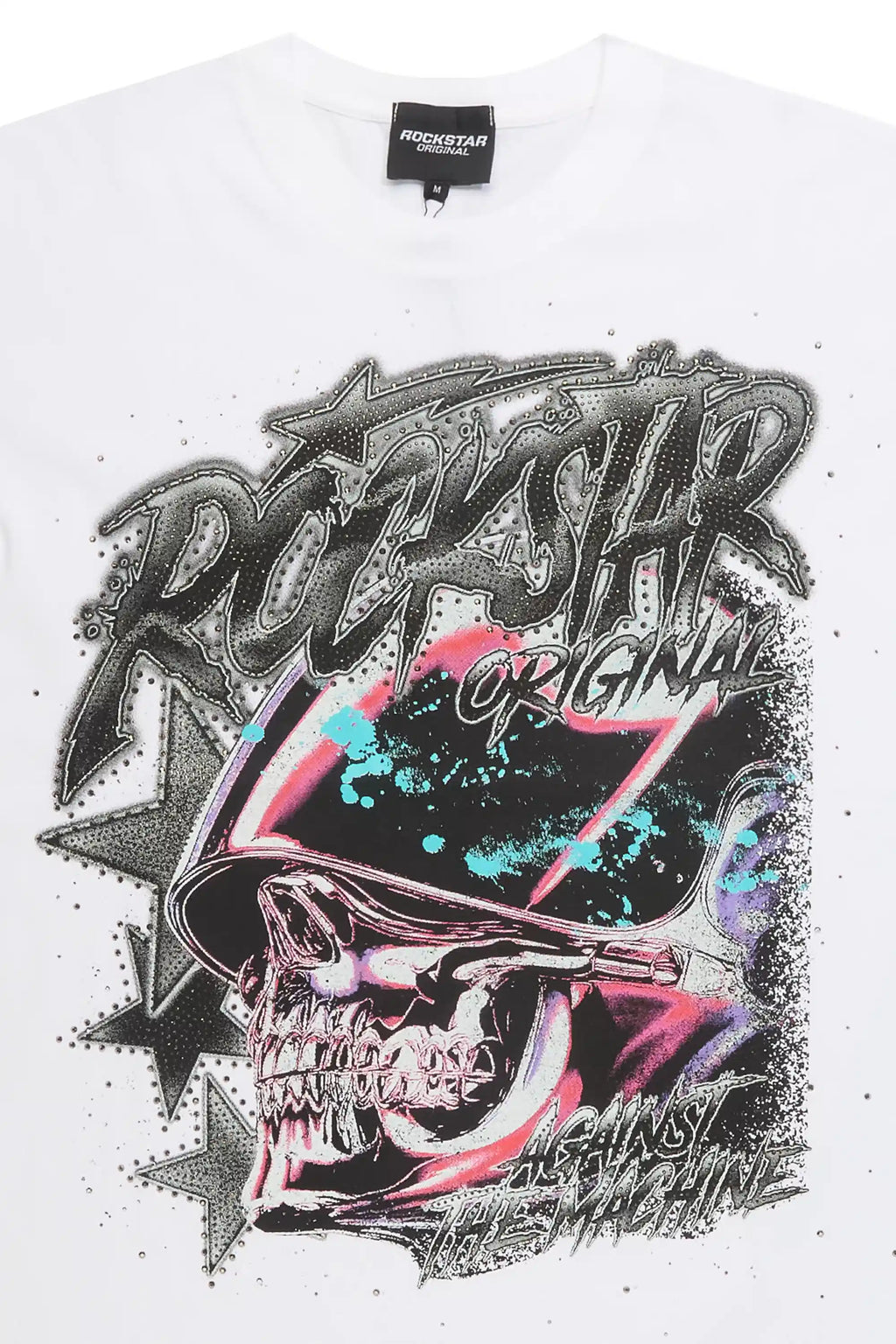 Outerworld White Graphic Rhinestone T-Shirt