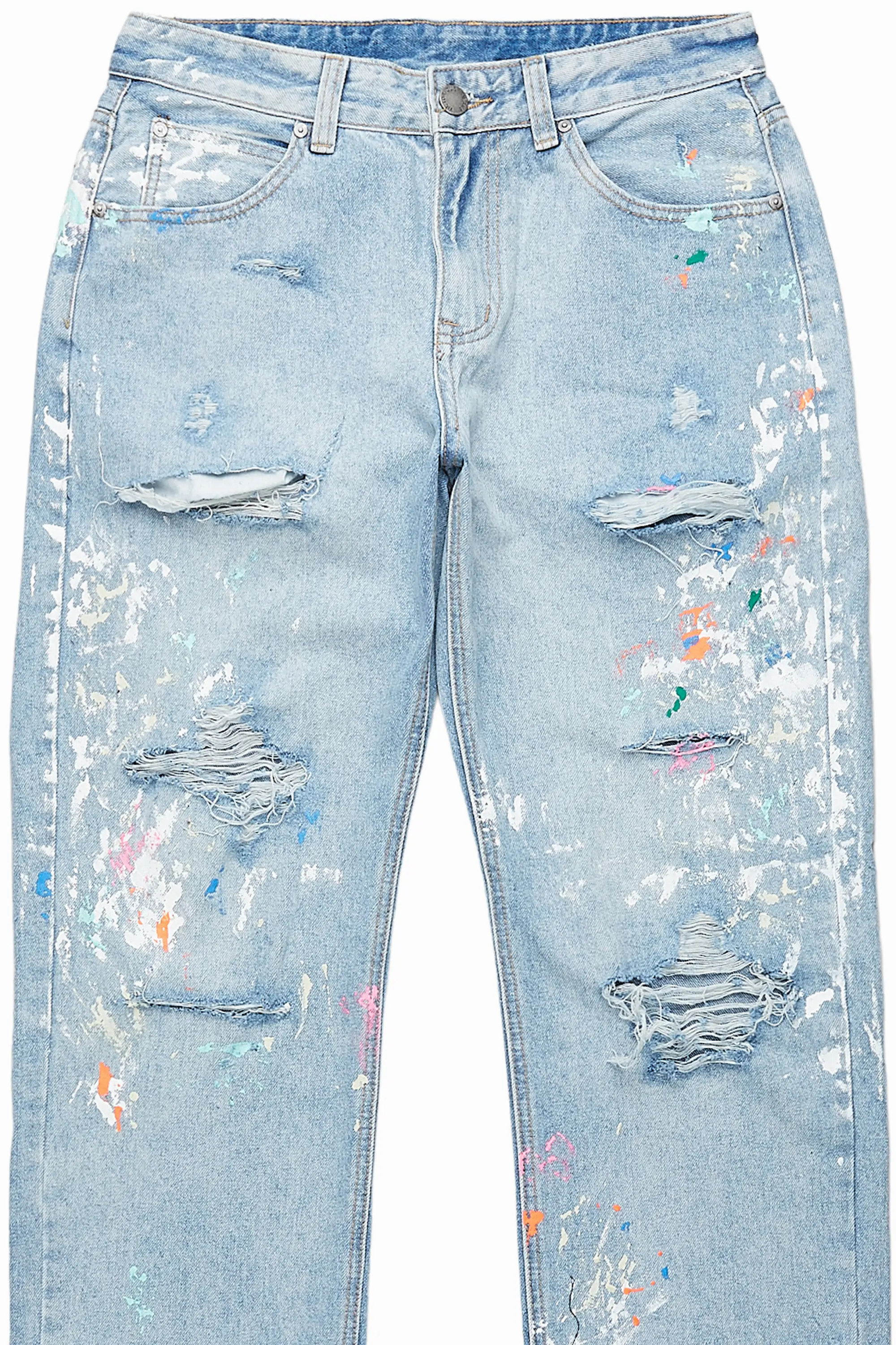 Zasha Light Blue Painter Baggy Jean