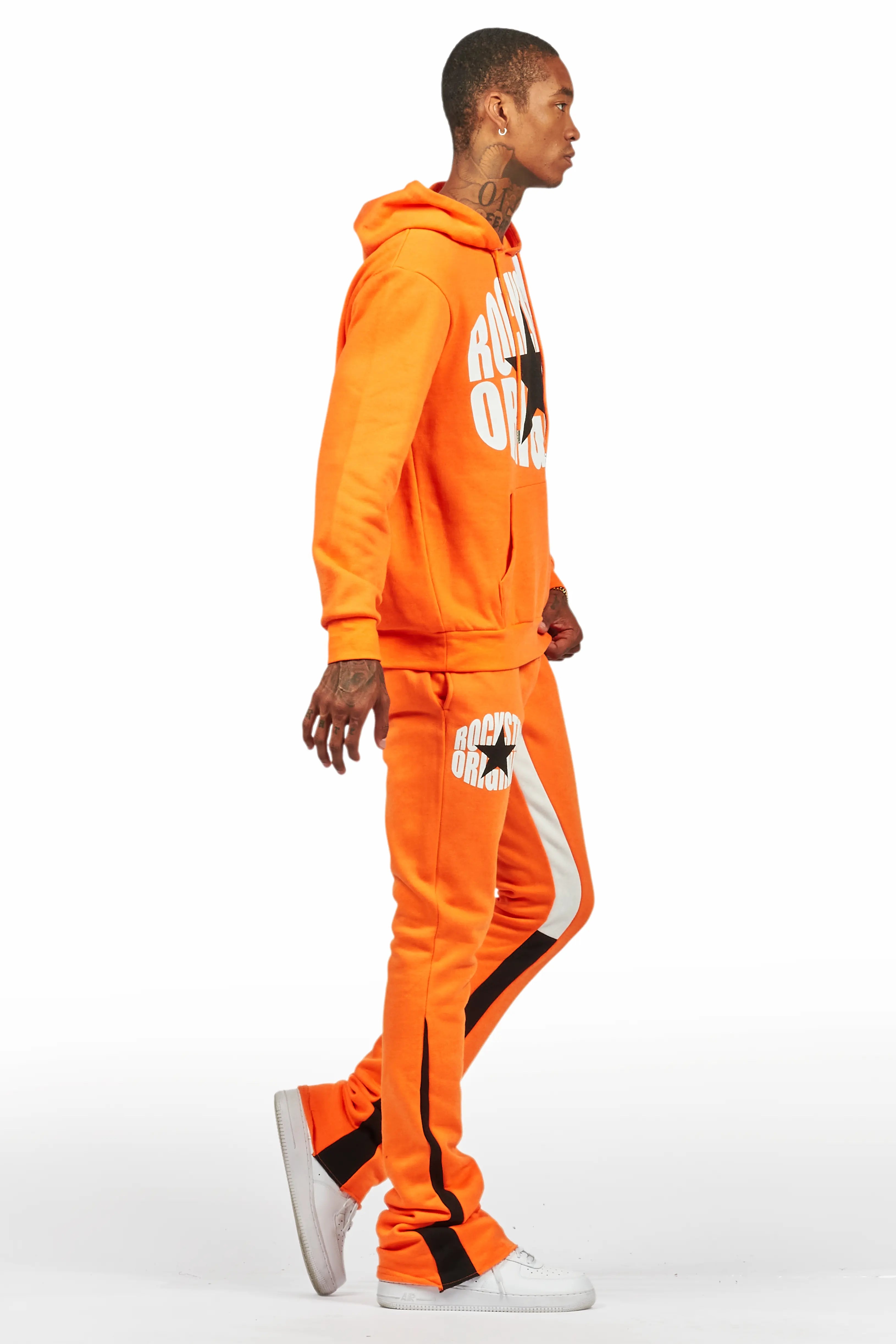 States Orange Hoodie Stacked Flare Track Set